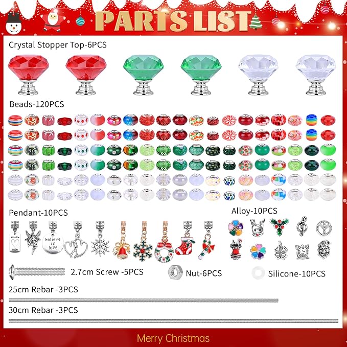 Decorative Garden Stakes DIY Fairy Wand Kit with Beads, Red Green White