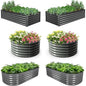 A ANLEOLIFE 6-Pack 4X4 & 6X3 & 6X2 Deep Root Galvanized Raised Garden Beds Outdoor for Planting Vegetables Flowers Herb,Quartz Grey