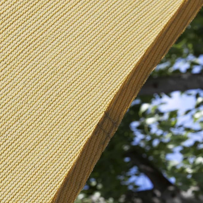 Amgo Custom Size 23' x 23' x 23' Sand Beige Triangle Sun Shade Sail Order to Make Canopy Awning UPF50+ AGSLT, 95% UV Blockage, Water & Air Permeable, 200GSM Commercial Standard (We Customize)