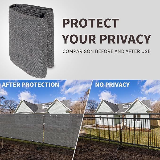 LOVE STORY Custom Size 3.3'x28' Dark Grey Balcony Privacy Screen,UV Block Privacy Fence Screen,90% Shield for Outdoor Pool Garden Apartment Railing