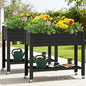 YITAHOME 43.3x17.7x34 in Elevated Garden Bed 2pcs, Outdoor Plastic Planter Box with Wheels, Legs, Drain Plug, and Storage Shelf for Plants, Vegetables, Flowers, Herbs, Black