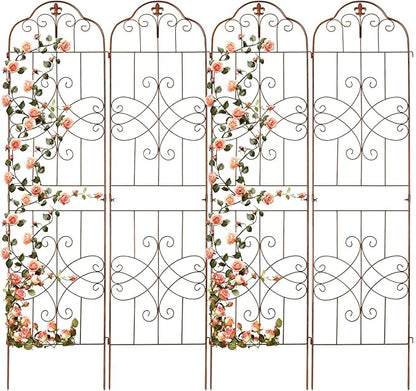 hogardeck 4 Packs 84 * 19 inch Metal Garden Trellis for Climbing Plants Outdoor,Heavy Duty,Coating Rustproof Trellis for Rose, Vegetable, Flowers, Expandable,Perfect for Training Climbing Plants