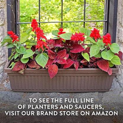 The HC Companies Venetian Window Planter Box w/Drain Plug - Long Planter Box for Windowsills, Balconies & More - Plastic Large Rectangular Outdoor Planters for Herbs & Flowers (30" Black, Pack of 1)