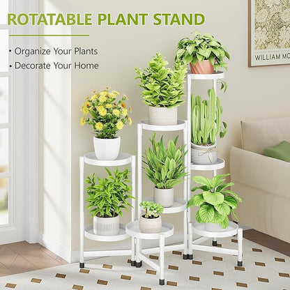 8 Tier Plant Stand Indoor, Tiered Plant Stand Outdoor for Multiple Plants, Corner Plant Shelf for Patio Balcony Porch Garden Living Room House,White