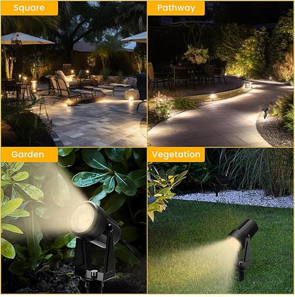 Svater Low Voltage Landscape Lighting Outdoor, 3W 250 LM Plug-in Outdoor Spotlights with Transformer for House Yard Pathway, 3000K Warm White Spot Lights IP65 Waterproof - 6 Pack