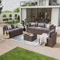 Aoxun 7 Piece Patio Furniture Set Wicker Rattan Patio Conversation Set Outdoor Sectional Sofa Set with Coffee Table and Thickened Cushions, Grey(Waterproof Cover Included)