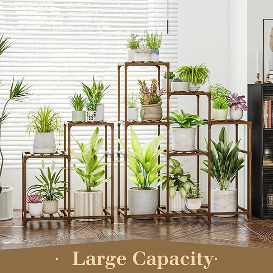 2 Sets Plant Stands Indoor Tall Shelves Outdoor for Multiple Flowers