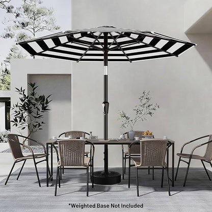 AreShark 9 FT Patio Umbrella for Outdoor, Outdoor Table Umbrella with Push Button Tilt and Crank, Outdoor Patio Umbrellas with 8 Sturdy Ribs for Market, Garden, Pool (Black & White Stripe)