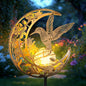 Solar Hummingbird Lights Outdoor Decor - Moon & Bird SolaGardenLights Waterproof, Auto On/Off Pathway Lighting for Yard/Lawn/Patio, Handcrafted Metal Solar-Stake-Lights for Outside Decorations