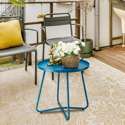 danpinera Outdoor Side Tables, Weather Resistant Steel Patio Side Table - Image 9