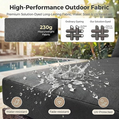 NICESOUL 8 Seater Modern Backyard Furniture Set, 29.3'' High Back Luxury Comfy Brown Wicker Patio Conversation Set with Ottoman, Deep and Wide Sofa Sectional for Exteriors, Dark Brown & Grey