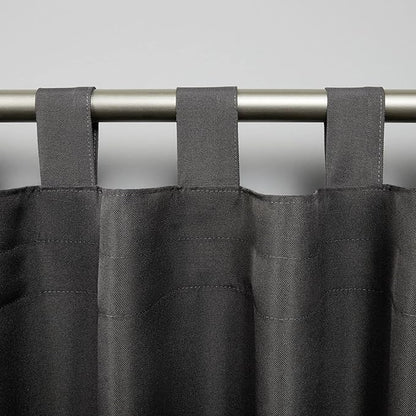 Exclusive Home Cabana Solid Indoor/Outdoor Light Filtering Hook-and-Loop Tab Top Curtain Panel Pair, 54"x108", Charcoal