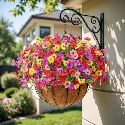 Alupssuc 24 Bundles Artificial Flowers for Outdoors Decoration, UV Resistant Silk Faux Daisy Flora Spring Fake Plastic Plants Greenery for Outside Indoor Yard Home Porch Window Box Decor, Mix 5 Colors