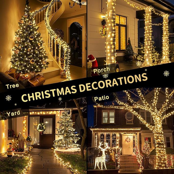 String Lights, 1200 LED, 315 ft Warm White, Remote Control