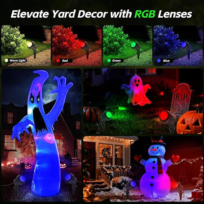 Spotlight Outdoor – 120V Plug-in, 2700K Warm White LED Landscape Spot Lights with RGB 3 Lenses for Yard, Garden, Lawn&Tree Decor, IP67 Waterproof, Perfect for Holidays&Everyday (1 Pack, Green)