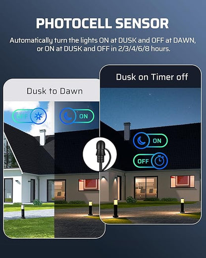 DEWENWILS 300W DC Low Voltage Landscape Transformer with 2 Zones, Photocell Sensor & Timer, Outdoor Low Voltage Transformer, Landscape Lighting Transformer for Spot Light Steplight