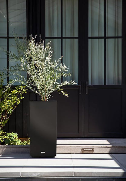 Veradek Block Series Pedestal Planter - Tall Planter for Indoor or Outdoor Front Porch | All-Weather Use with Removable Insert Bucket | Modern Décor for Flowers, Tall Trees, Faux Plants