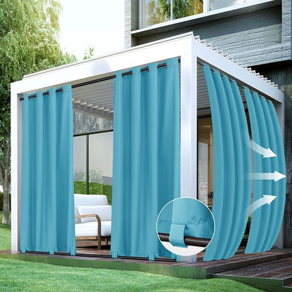 HolidayIdeas Patio Curtains Outdoor Waterproof 4 Panels 54x84 Inch-Windproof by HolidayIdeas