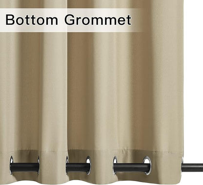 NICETOWN Canvas Outdoor Curtains for Patio Waterproof, Thermal Insulated Top and Bottom Grommet Durable Privacy Outdoor Vertical Drapes for Yard Party/Pergola, W55 x L95 Inch, 2 Panels, Taupe