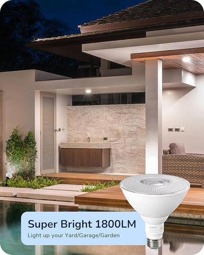 EDISHINE Flood Light Bulbs, PAR38 LED Outdoor Flood Light Bulbs, 120W Equivalent Dimmable Waterproof for Patio Yard Porch Driveway Garage, 5000K Daylight White 18W 1800LM E26 Base, 2 Pack, ETL Listed