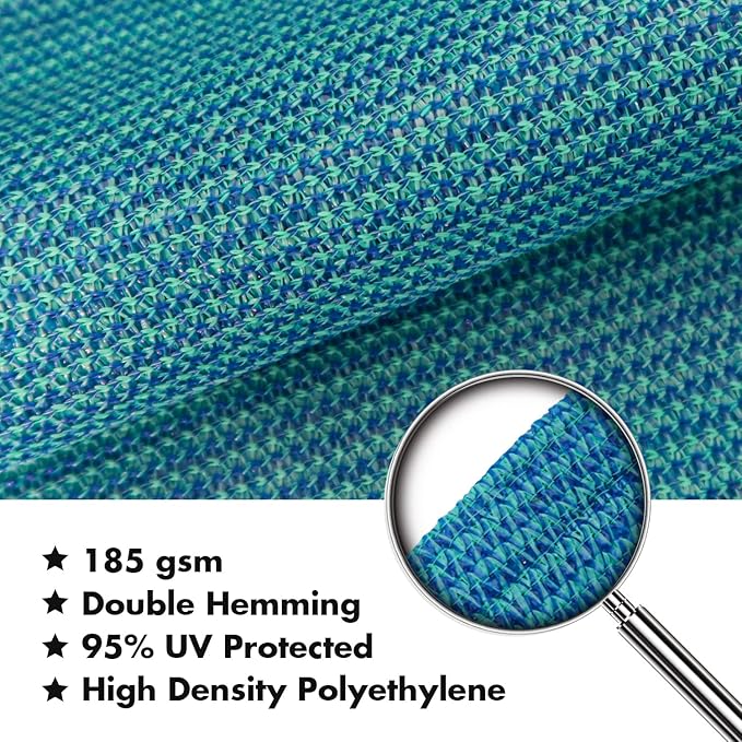 KANAGAWA 6'X7' Turquoise Mix Custom Size Sun Shade Sail Rectangle UV Block Canopy Cover for Patio Backyard Lawn Garden Outdoor (Customized Available)