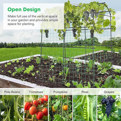 VIVOSUN 7Ft. Arch Trellis for Climbing Plants, 7 x 6 x 7ft Tall Metal Tunnel Trellis, Lightweight Metal Plant Support Archway with Nylon Netting for Climbing Vine, Vegetables, Fruits, Flowers, Black