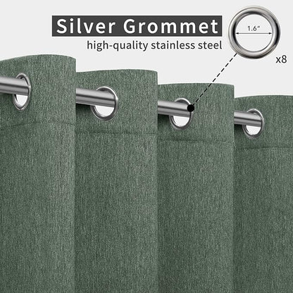 Easy-Going Linen Look Outdoor Curtains Waterproof Windproof Porch Curtains, Soft Thicken Outdoor Privacy Curtains for Patio, Gazebo, Grommet Top and Tab Bottom Drape, 1 Panel, 54x96 inch, Sage Green