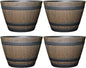 Classic Home and Garden Outdoor Round Whiskey Resin Flower Pot Barrel Planter, Kentucky Walnut Brown, 9" (Pack of 4)