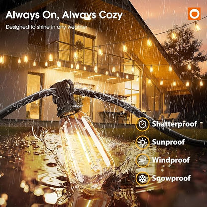 addlon 200FT(50FT*4) Outdoor String Lights with Remote,Waterproof Patio Lights ETL Listed with Shatterproof Dimmable ST38 LED Bulbs Connectable Outdoor Lighting for Backyard Bistro Garden Bistro
