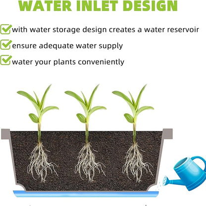 Window Box Planter, 7 Pack Plastic Vegetable Flower Planters Boxes 17 Inches Rectangular Flower Pots with Saucers for Indoor Outdoor Garden, Patio, Home Decor