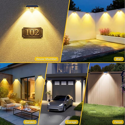 Solar Lights Outdoor for Mailbox, House Numbers, Address, Sign - 3000K/4000K/6000K 3 Modes, IP65 Waterproof Fence Lights, Solar Powered Dusk to Dawn Wall Light Outside (4 Pack)