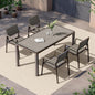 5-Piece Outdoor Dining Set, Aluminum Dining Table Set for 4, Patio Table and Chairs Set with Umbrella Hole, All Weather HDPS Outdoor Table and Chairs for 4 (Gray)