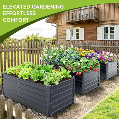 Ohuhu 6x3x1.9FT Metal Raised Garden Bed Outdoor, Reinforced Galvanized Steel Rustproof Planter Box, 100% Non-Toxic, 256 Gal Large Capacity Heavy Duty Raised Beds for Growing Vegetables Flowers Herbs