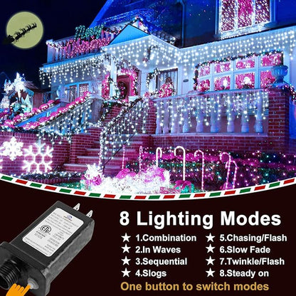 String Lights 100ft, 1216 LED Cool White, 8 Lighting Modes, IP44 Outdoor