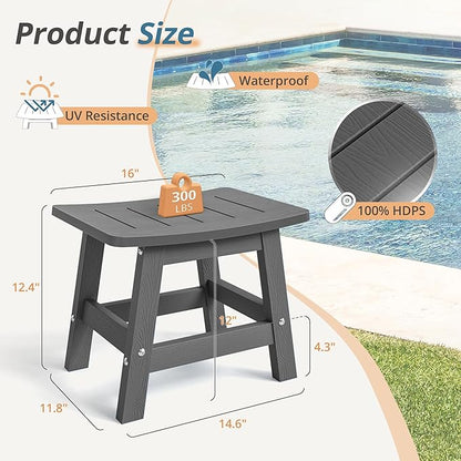 LUE BONA Outdoor Adirondack Ottomans, Footrest Footstool Set of 2, Outdoor Foot Rest for Patio, HDPS All Weather Waterproof Footrest Footstool for Adirondack Chair, Dark Gray