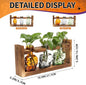 Terrarium Set with 3 Skull Glass Vases and Wood Stand