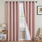 H.VERSAILTEX Linen Curtains 100% Blackout Curtains for Bedroom 84 inch Long Full Light Blocking Nature Linen Blended Window Curtains for Living Room Nickel Grommet (2 Panels, Heathered Baby Pink)