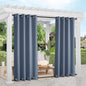 NICETOWN 2 Panels Outdoor Curtains for Patio Waterproof, Rustproof Top & Bottom Grommet Windproof Drapes Thermal Insulated Blackout Outdoor Blinds for Porch/Gazebo, W52 x L84, Stone Blue