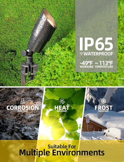 COLOER Brass Low Voltage Landscape Spotlight(Black) 1-Pack with 5W Aluminum Housing MR16 LED Bulb 2700K 450LM CRI85+,12V AC/DC Outdoor Uplighting, Directional Garden Patio Spot Up Light(101B-Black)