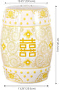 Decorative Garden Stools, 18-Inch Ceramic Drum Seat in Yellow and White