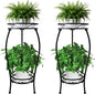 CASIMR 2Pack Plant Stand Indoor Outdoor, 2 Tier 26.6" Tall Metal Potted Holder Rack Multiple Flower Pot Stand Heavy Duty Plant Shelf Rustproof Iron Plant Round Supports Rack