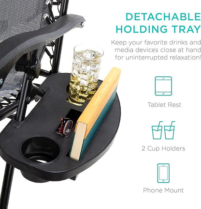 Best Choice Products Set of 2 Adjustable Steel Mesh Zero Gravity Lounge Chair Recliners w/Pillows and Cup Holder Trays - Camoflage