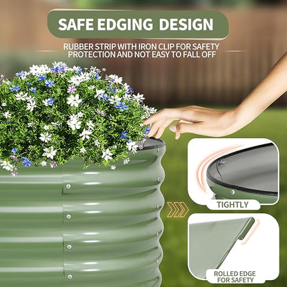 Galvanized Raised Garden Bed Outdoor- 2 Pcs Raised Beds for Gardening| Metal Planter Box, Steel Raised Garden Bed Kit with Gloves for Vegetables, Flower, Herbs (4x2x1.4FT, Green)