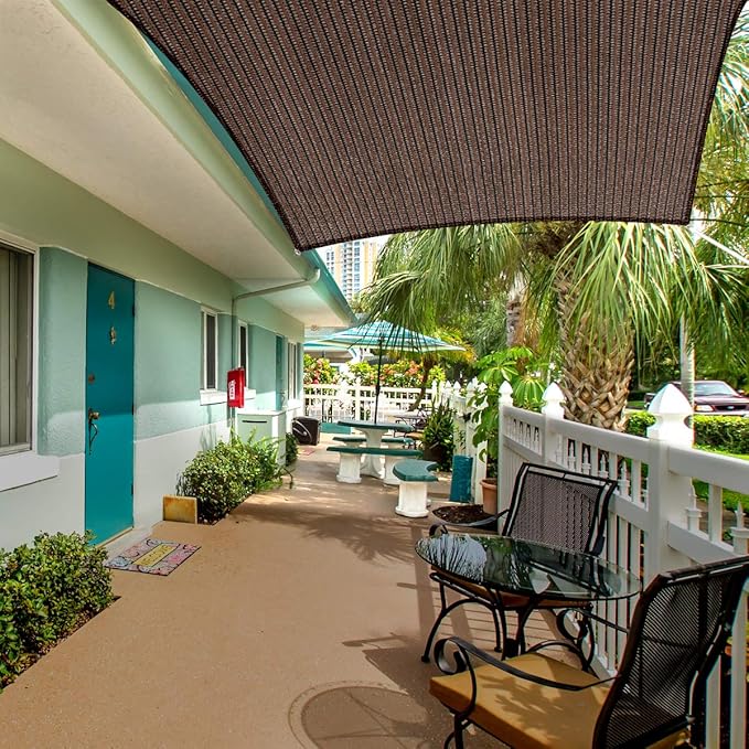 Eden's Decor Straight Flat-Edged Sun Shade Sail Rectangular 15' x 16' Brown UV-Blocking Outdoor Canopy Fabric Cloth Awning for Pergola Patio Garden Backyard Custom Size