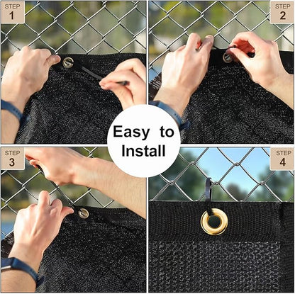 UPGRADE Privacy Screen 3' x 10' Fence Commercial Shade Cover with Brass Grommets Heavy Duty Perfect for Outdoor Back Yard, Black, Customizable
