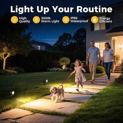 L LOHAS LED 5W Low Voltage Landscape Lighting, Christmas Outdoor Spot Lights with Connectors, 12V 24V IP66 Waterproof 3000K Warm White Plug in Spotlights for Yard, Garden, Pathway, House (12 Pack)