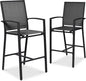 Best Choice Products Outdoor Bar Stools Set of 2, Bar Height, Patio Furniture, All Weather Mesh Design w/Armrest - Black /Black