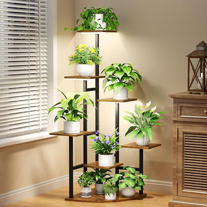 Corner Plant Stand Indoor with Grow Lights, 7 Tiered Plant Shelf Indoor, 43" Corner Plant Stands for Indoor Plants, Metal Plant Flower Display Shelves, Plant Organizer Rack for Living Room, Balcony, Home Decor