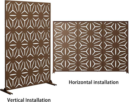 Metal Privacy Screen Outdoor 72" H×47" W, Freestanding Decorative Privacy Screen - Image 4