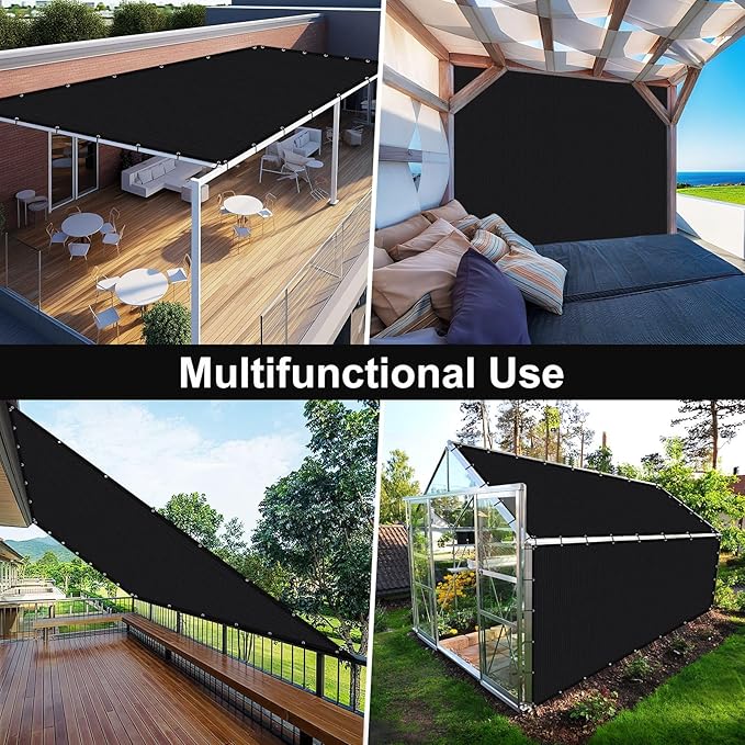 Artpuch 90% Sun Shade Cloth, 8 x 16 FT Pergola Shade Cover Canopy with Grommets, Sun Screen Fabric Tarp for Patio, Outdoor, Garden, Backyard, Black